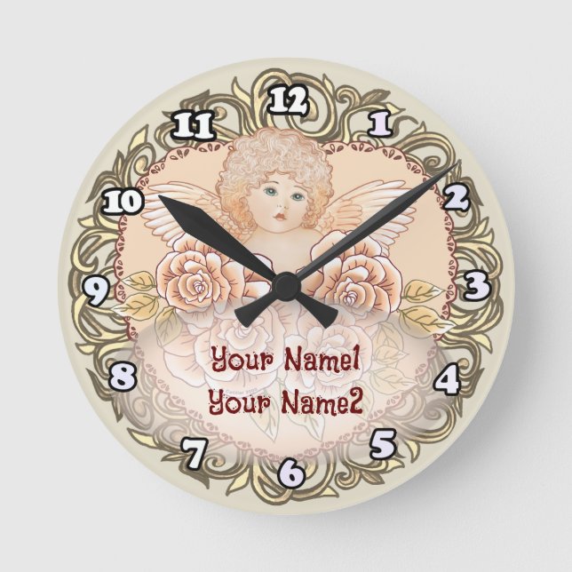 Horloge Ronde Cœur d'ange chérubin  (Recto)