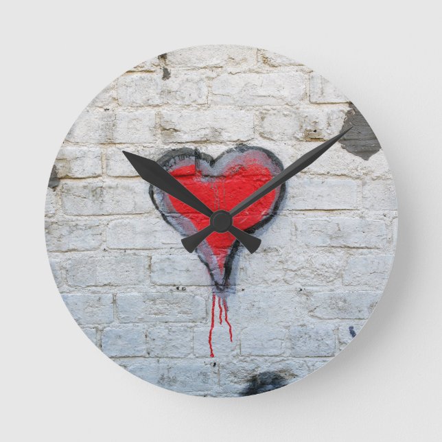 Horloge Ronde Coeur de graffiti rouge (Recto)