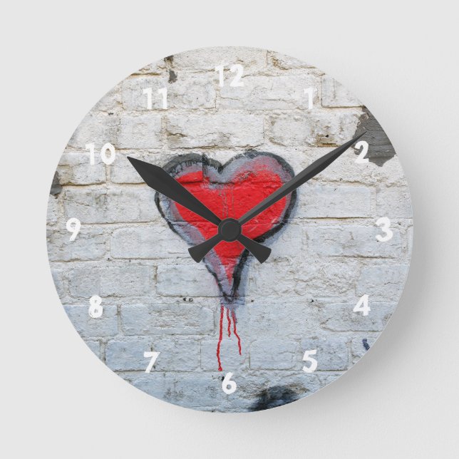 Horloge Ronde Coeur de graffiti rouge (Recto)
