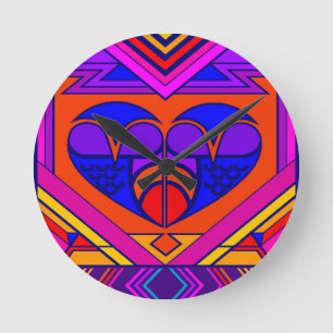 Horloge Ronde Cœur de la Saint-Valentin Art Déco