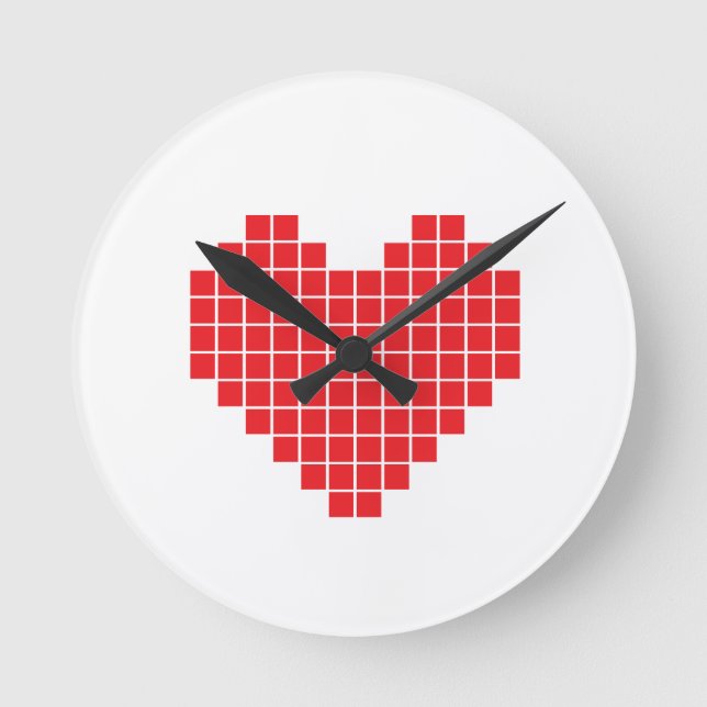 Horloge Ronde Coeur de pixel (Recto)