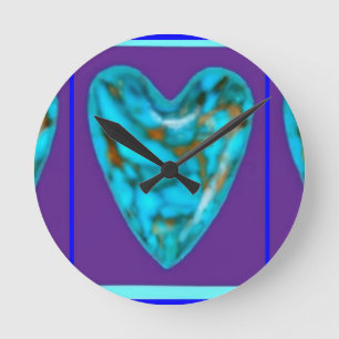 Horloge Ronde Coeur de turquoise de gemme de décembre par