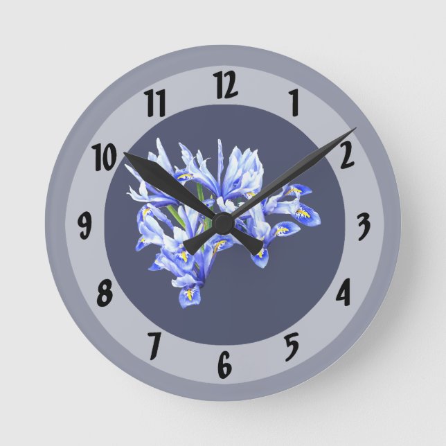 Horloge Ronde Cœur d'Iris Nain Violet (Recto)