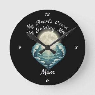 Horloge Ronde Cœur d'océan guidant la lune maman