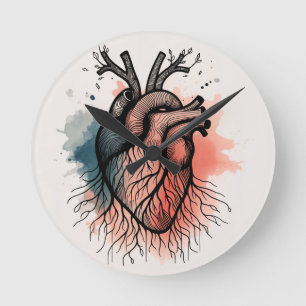 Horloge Ronde Coeur enraciné - Temps minimal avec signification