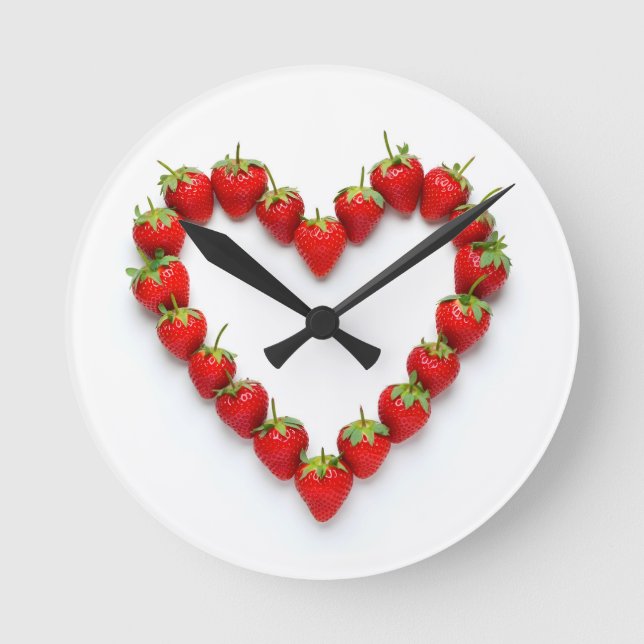 Horloge Ronde Coeur fraise (Recto)