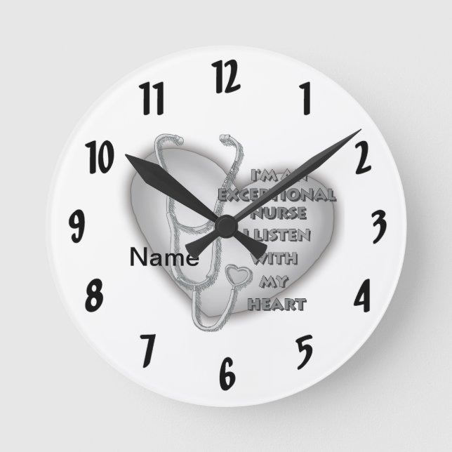 Horloge Ronde Cœur gris infirmière exceptionnelle  (Recto)