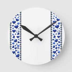 Horloge Ronde Coeur parties scintillant bleu