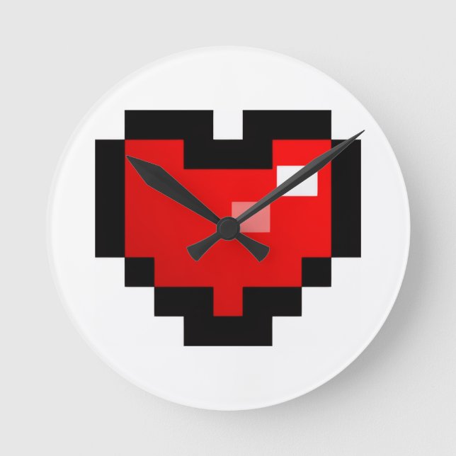 HORLOGE RONDE COEUR PIXEL (Recto)