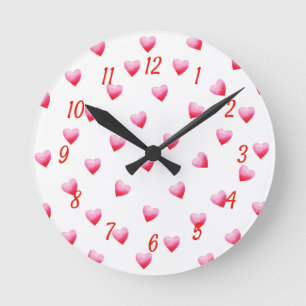 Horloge Ronde Coeur rouge mignon romantique