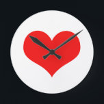 Horloge Ronde Cœur Rouge Mignon Saint-Valentin Blanc Couleur Per<br><div class="desc">Imprimé avec un grand motif de cœur rouge sur fond blanc uni.</div>