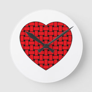Horloge Ronde Coeur rouge tressé