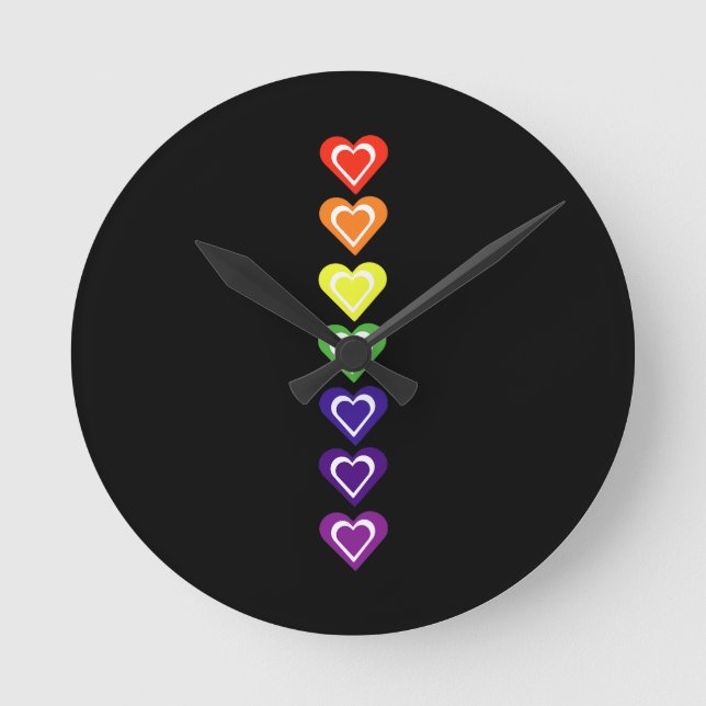 Horloge Ronde Cœurs arc-en-ciel (Recto)
