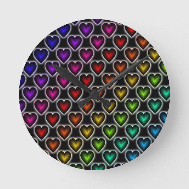 Horloge Ronde Coeurs arc-en-ciel (Recto)