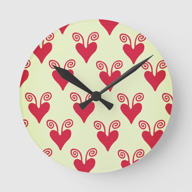 Horloge Ronde Cœurs avec des spirales (Recto)