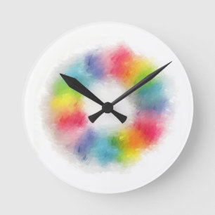 Horloge Ronde Cœurs colorés modernes modèle vierge abstrait