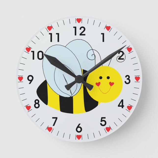 Horloge Ronde Coeurs d'abeilles mignons (Recto)