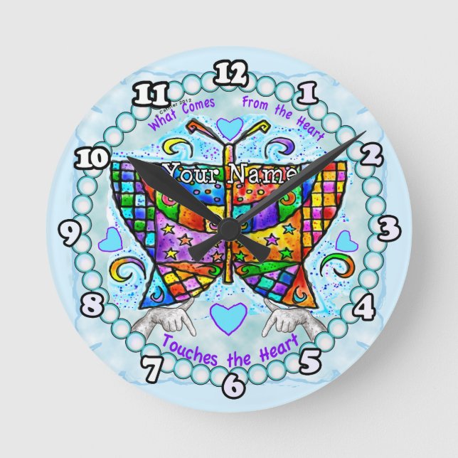 Horloge Ronde Cœurs de papillon  (Recto)