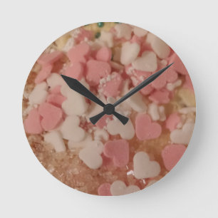 Horloge Ronde Coeurs de Saint-Valentin rose, Décoration de gâtea