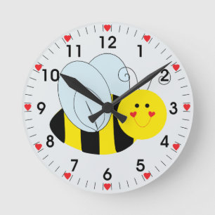 Horloge Ronde Coeurs mignons d'abeille