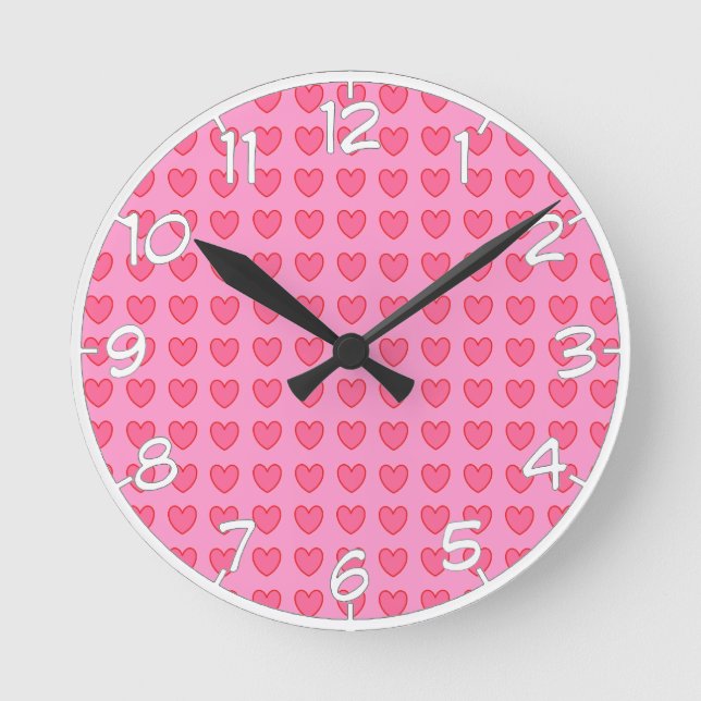 Horloge Ronde Coeurs Polka (Recto)