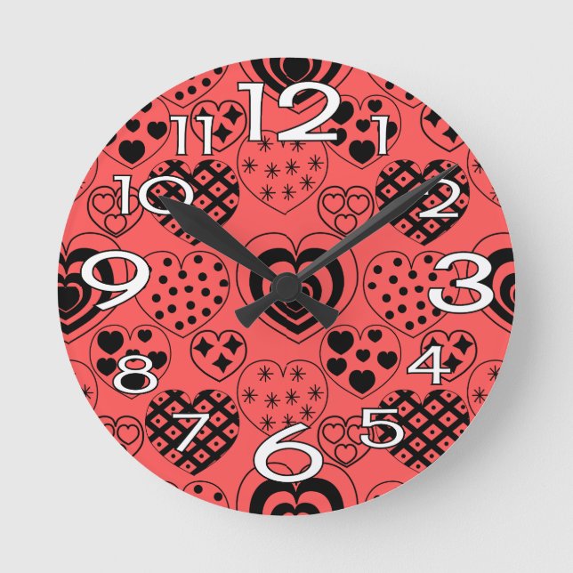 Horloge Ronde Coeurs répétitifs (Recto)