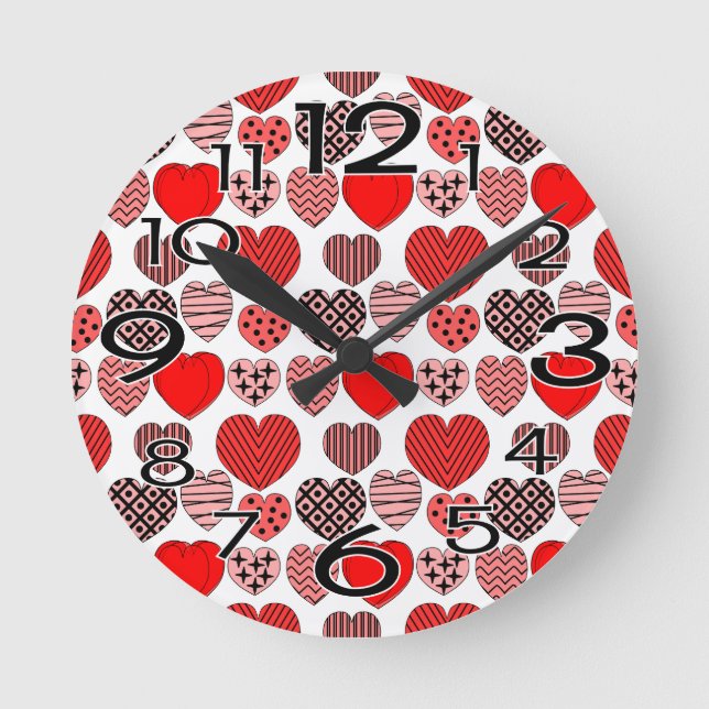 Horloge Ronde Coeurs répétitifs (Recto)