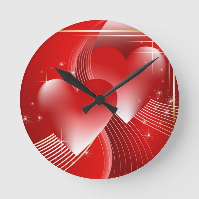 Horloge Ronde Coeurs rouges (Recto)