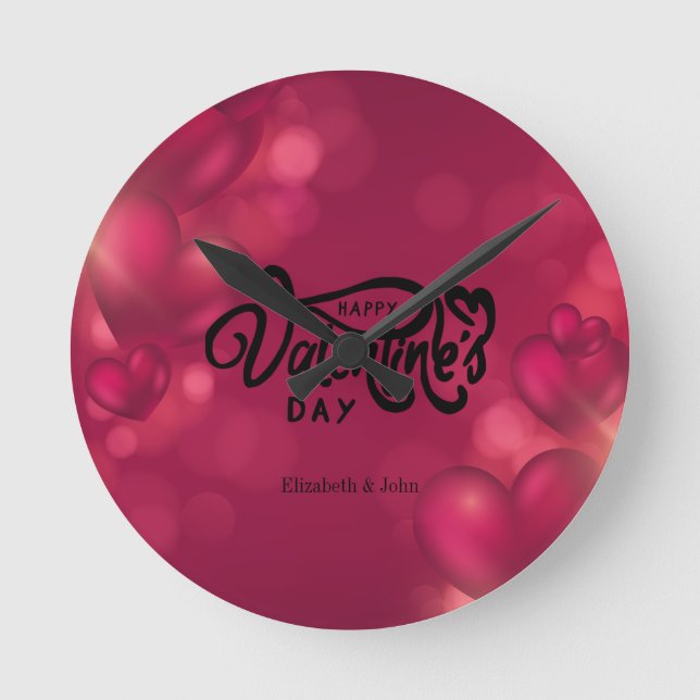 Horloge Ronde Cœurs rouges Joyeuse Saint-Valentin     (Recto)