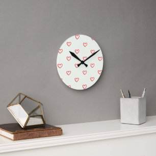 Horloge Ronde Coeurs rouges Motif, mignonne, amour