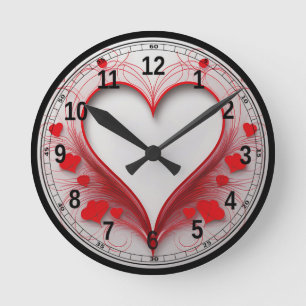 Horloge Ronde Coeurs sur le feu AMOUR tous les jours