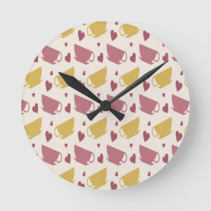 Horloge Ronde Coffee and Tea Cup Themed
