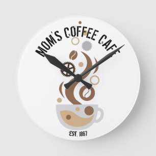 Horloge Ronde Coffee Bean Technology Science Maman's Café Horlog