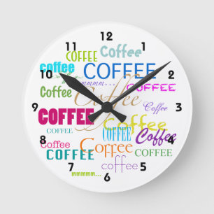 Horloge Ronde Coffee Lover-Colorful Coffee Word