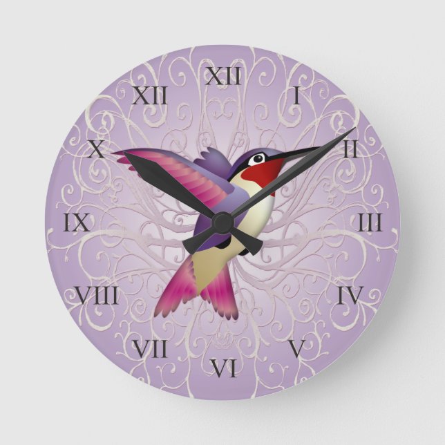 Horloge Ronde Colibri rose (Recto)