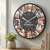 Collage de photos personnalisé en bois noir pour l