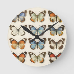 Horloge Ronde Collection de spécimens de papillons vintage