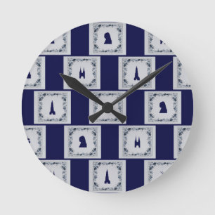 Horloge Ronde Coller les tuiles bleues Delft