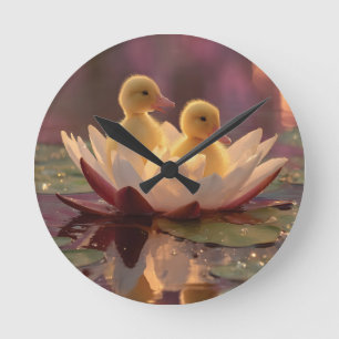 Horloge Ronde Colliers adorables dans une fleur de lys d'eau