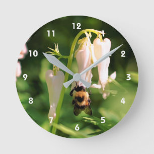 Horloge Ronde Colonne Blanche Fleur Et Abeille Bumble