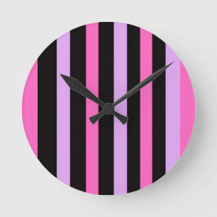 Horloge Ronde Coloré tendance rose et noir