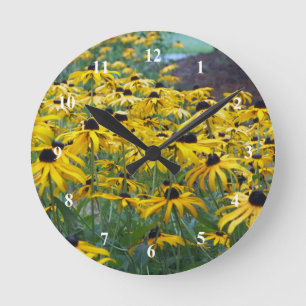 Horloge Ronde Coloré Yellow Black Eyed Susan Floral Photo
