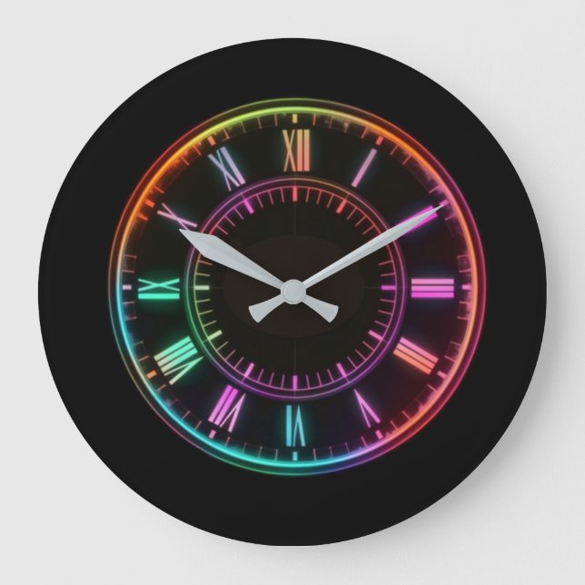 Horloge Ronde Colorée Faux Neon (Recto)