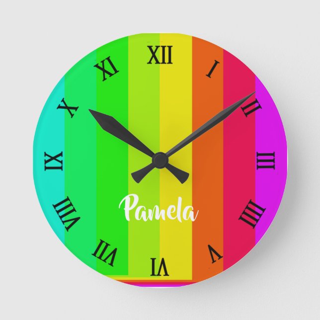 Horloge Ronde Colorful bright rainbow lines (Recto)