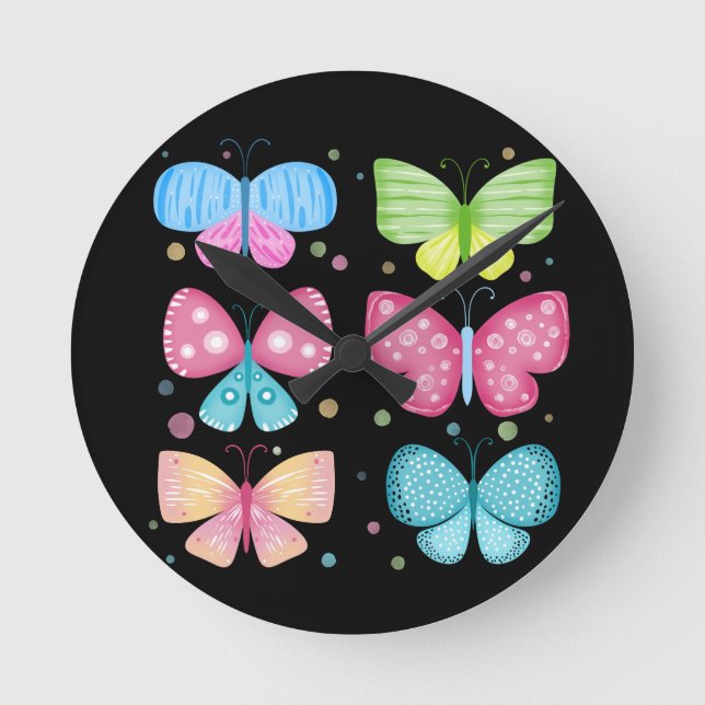 Horloge Ronde Colorful Flutter Friends (Recto)