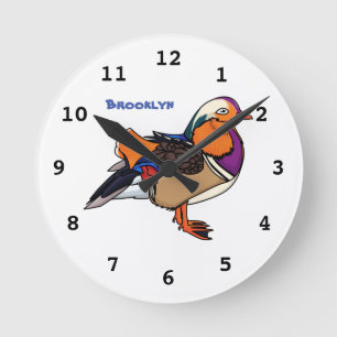 Horloge Ronde Colorful mandarin duck