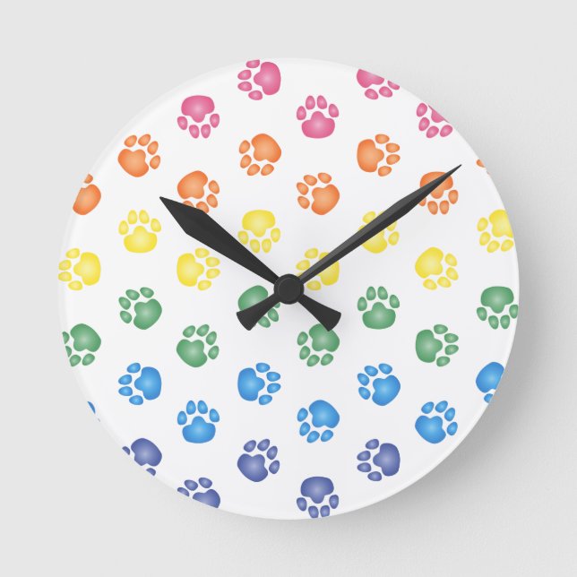 Horloge Ronde Colorful paw prints (Recto)