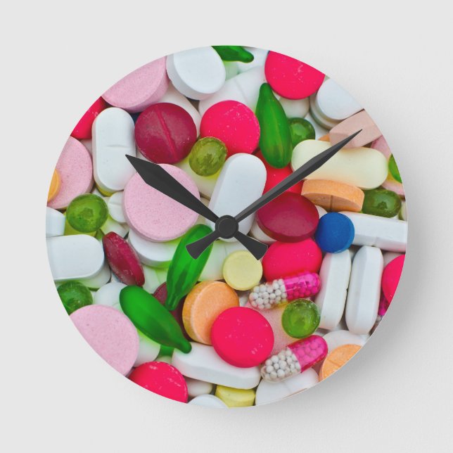 Horloge Ronde Colorful pills custom product (Recto)