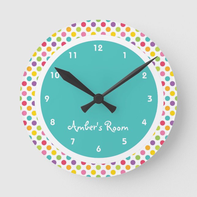 Horloge Ronde Colorful Polka Dot Kid's Bedroom (Recto)