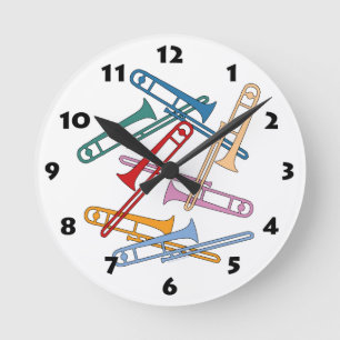 Horloge Ronde Colorful Trombone